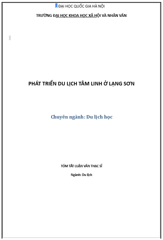 Luận văn phát triển du lịch tâm linh ở tỉnh Lạng Sơn