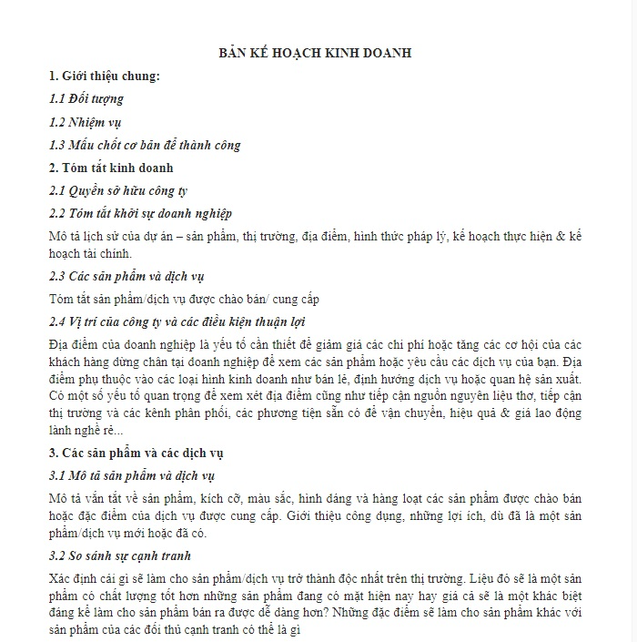 Mẫu kế hoạch kinh doanh thiết kế đẹp Mẫu kế hoạch kinh doanh thiết kế đẹp