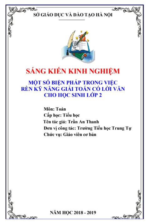 Mẫu sáng kiến kinh nghiệm tiểu học 1 Mẫu sáng kiến kinh nghiệm tiểu học 1