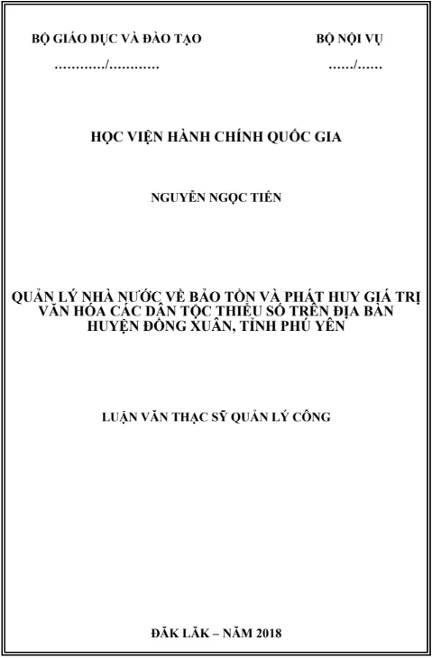 Mẫu luận văn quản lý nhà nước về bảo tồn và phát huy giá trị văn hóa