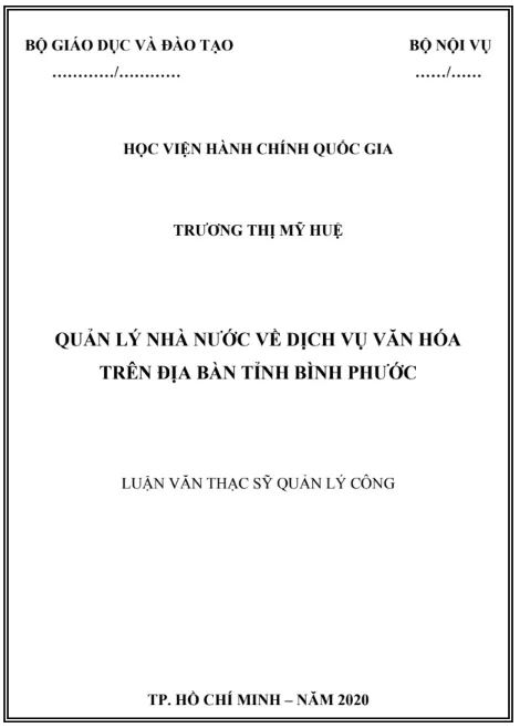 Quản lý nhà nước về dịch vụ văn hóa trên địa bàn tỉnh Bình Phước