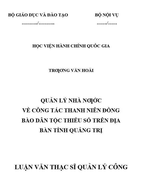 Quản lý nhà nước về công tác thanh niên đồng bào dân tộc thiểu số trên địa bản tỉnh Quảng Trị Quản lý nhà nước về công tác thanh niên đồng bào dân tộc thiểu số trên địa bản tỉnh Quảng Trị