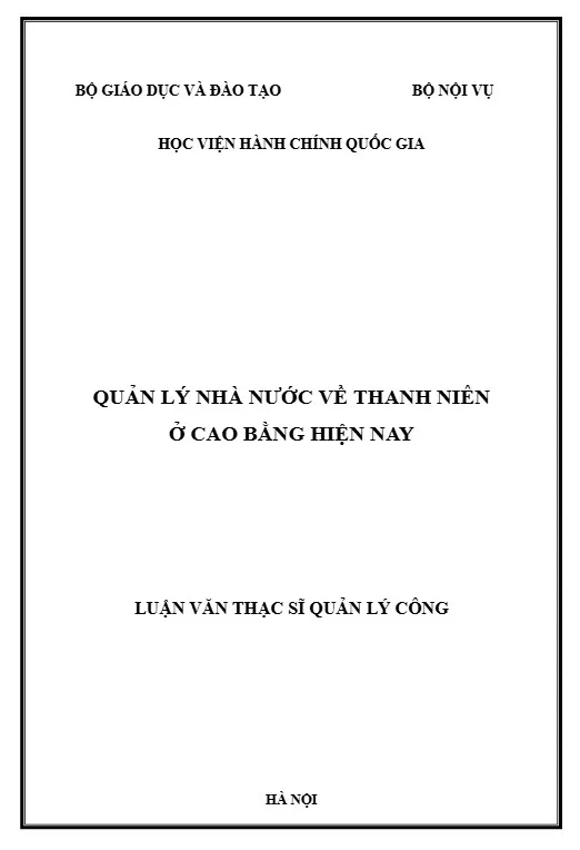 Quản lý nhà nước về thanh niên ở tỉnh Cao Bằng Quản lý nhà nước về thanh niên ở tỉnh Cao Bằng