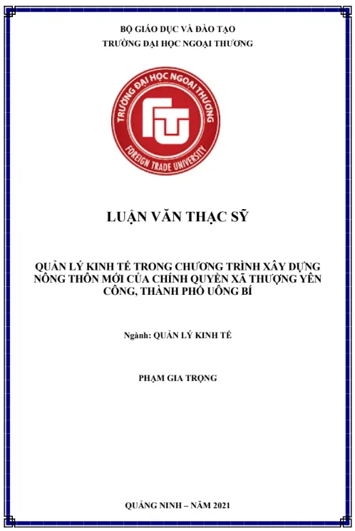 Luận văn quản lý nhà nước kinh tế trong xây dựng nông thôn mới