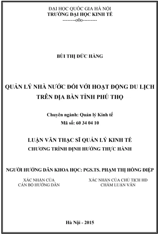 Mẫu bài luận văn quản lý nhà nước với hoạt động du lịch
