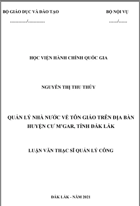 Mẫu luận văn thạc sỹ quản lý tôn giáo cấp huyện