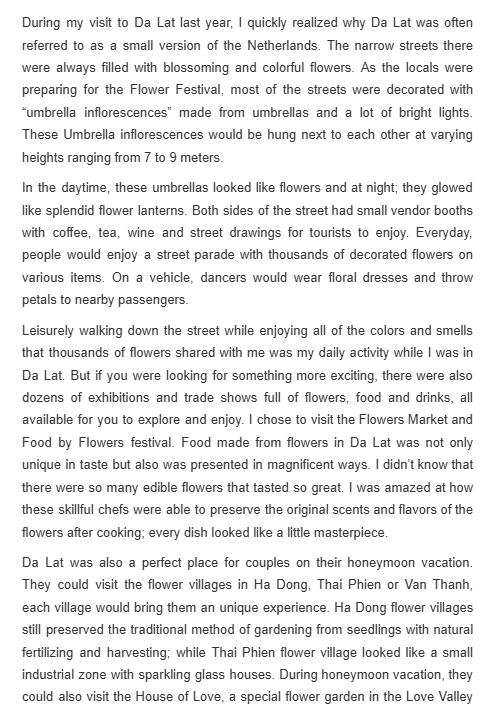 Bài luận tiếng Anh mẫu chủ đề du lịch traveling