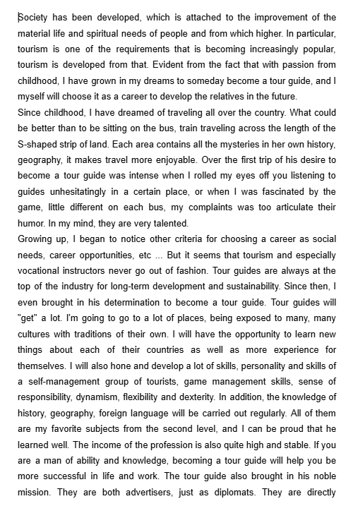 Bài luận tiếng Anh mẫu chủ đề nghề nghiệp ước mơ