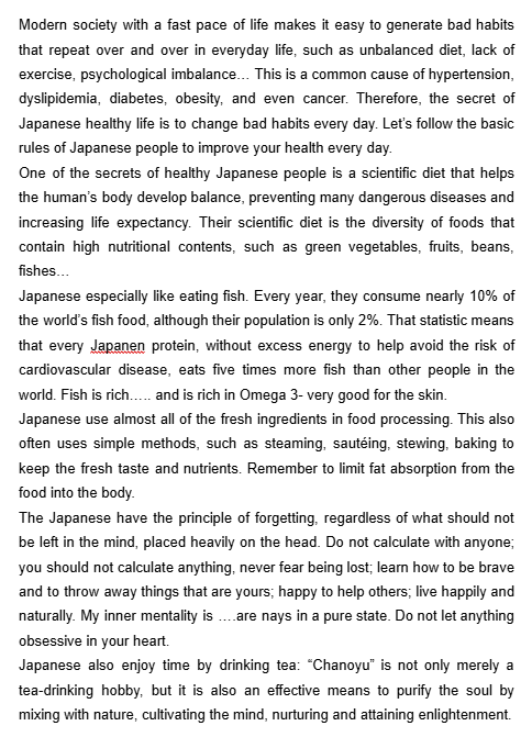 Bài luận tiếng Anh mẫu chủ đề sức khỏe