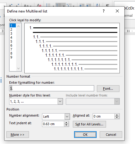 Cách đánh số thứ tự phân nhiều cấp trong Word bằng Multilevel List