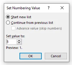 Vị trí đánh số thứ tự trong Word