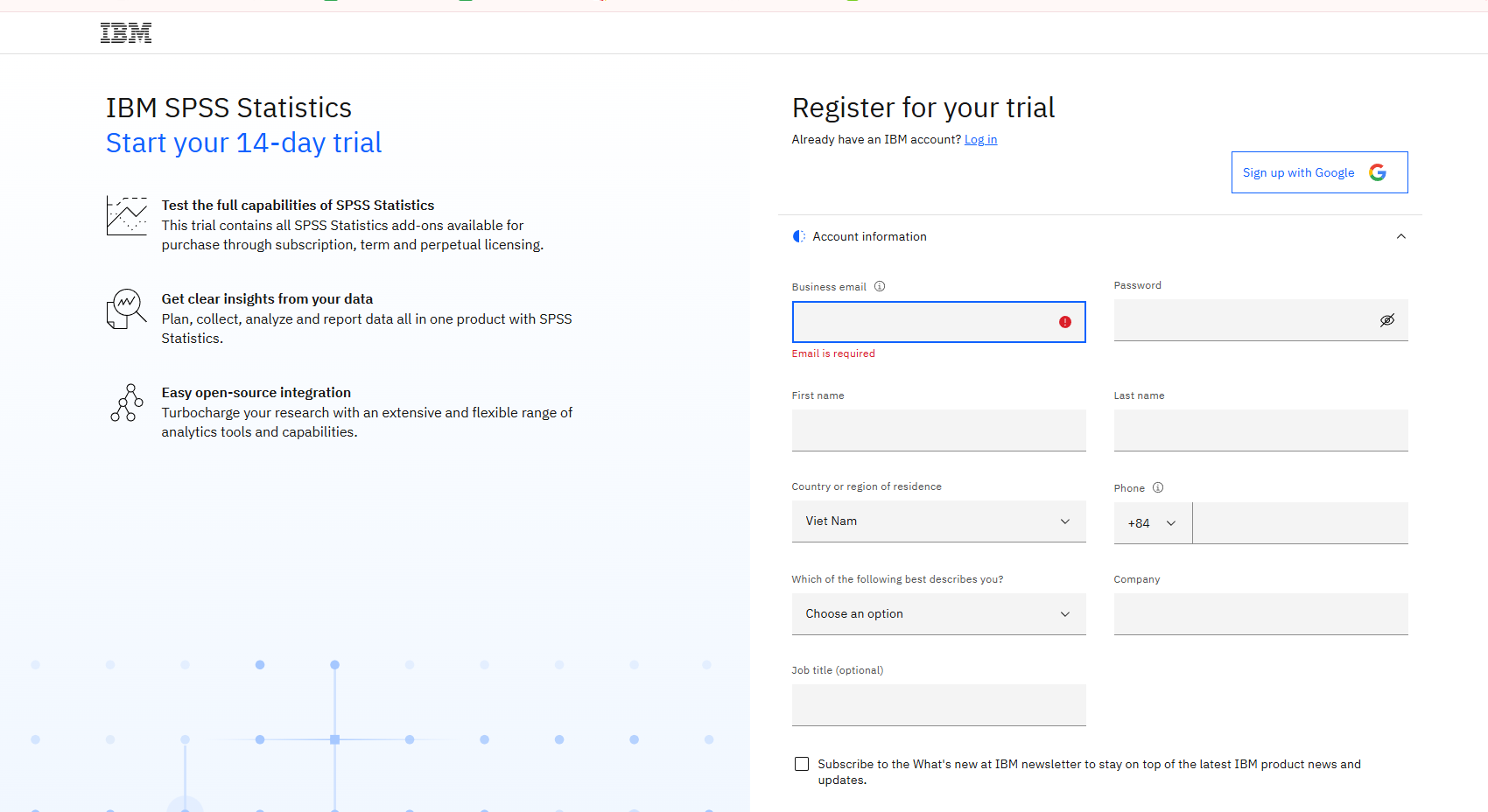 Cách tải phần mềm SPSS trên trang chủ IBM