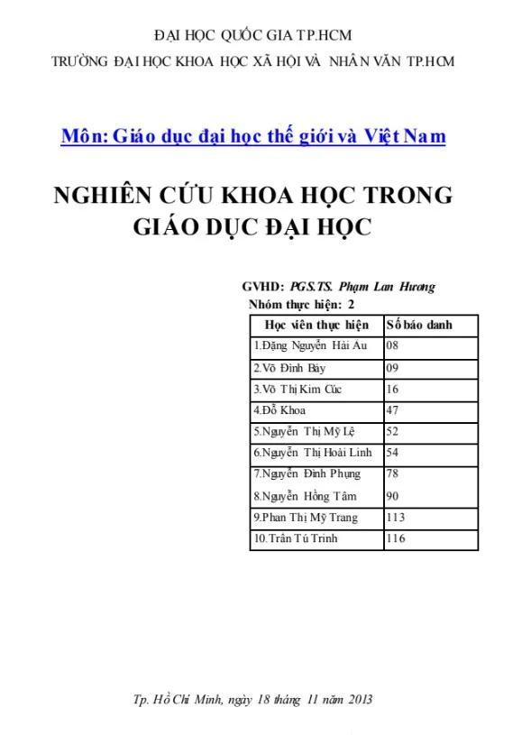 Tiểu luận phương pháp nghiên cứu khoa học trong giáo dục đại học