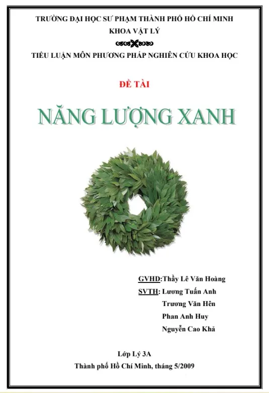 Tiểu luận phương pháp nghiên cứu khoa học về Năng Lượng Xanh