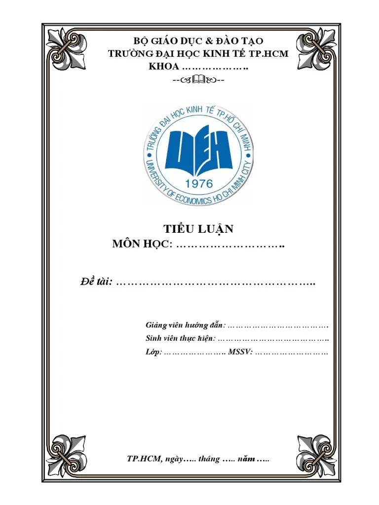 Bìa tiểu luận UEH