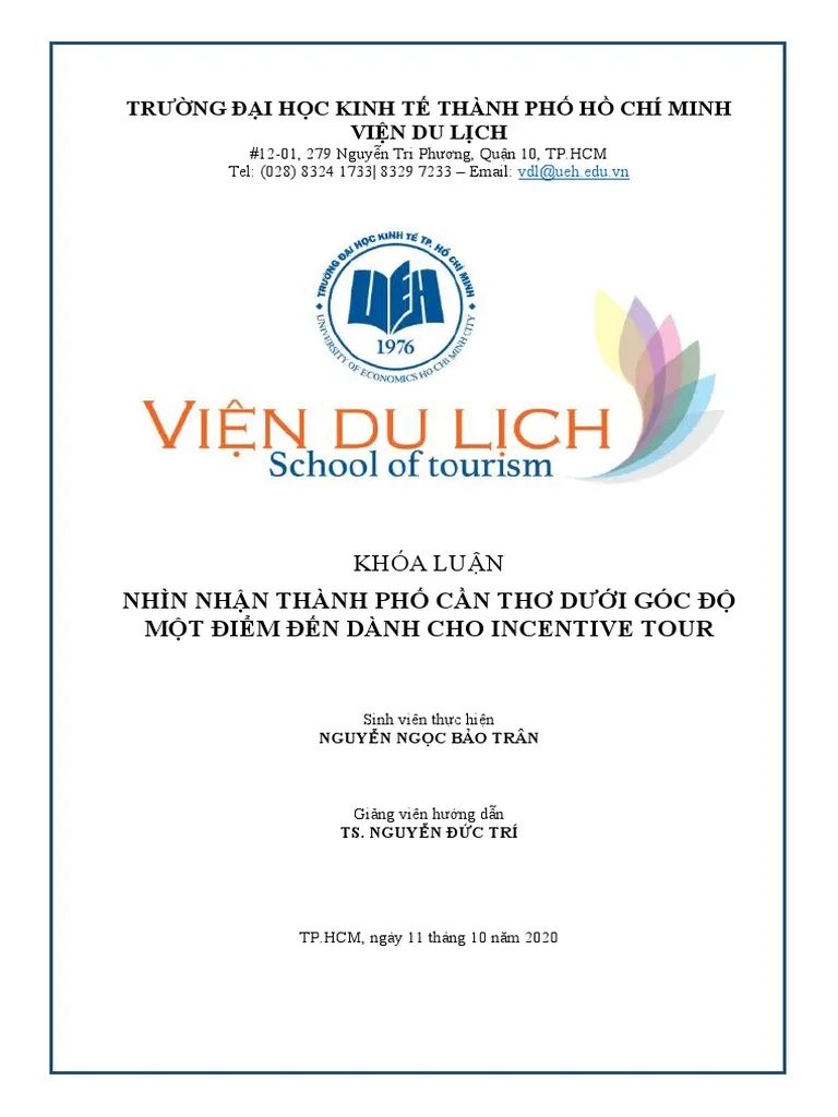Mẫu bìa tiểu luận UEH viện du lịch