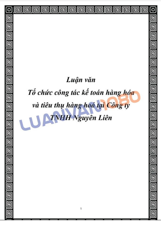 Luận văn kế toán hàng hóa tại công ty TNHH Nguyên Liên