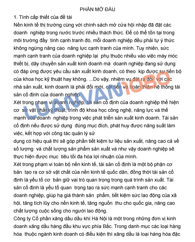 Luận văn kế toán tài sản cố định tại công ty xăng dầu Hà Nội 