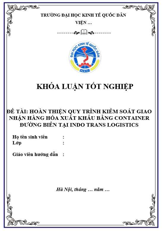 Mẫu bìa luận văn tốt nghiệp NEU 