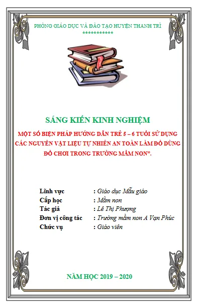 Mẫu sáng kiến kinh nghiệm sử dụng nguyên liệu tự nhiên làm đồ chơi
