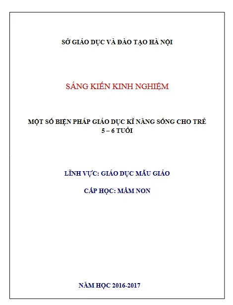 Mẫu sáng kiến kinh nghiệm về giáo dục kỹ năng sống