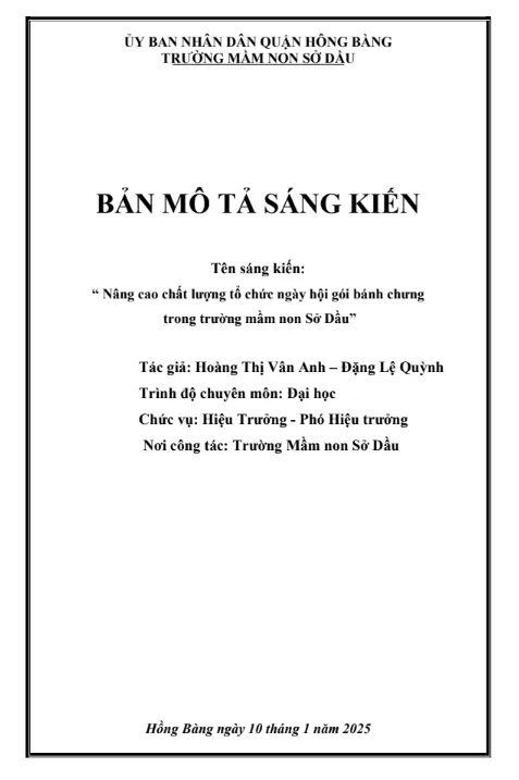 Mẫu SKKN Nâng cao chất lượng tổ chức ngày hội gói bánh chưng Mẫu SKKN Nâng cao chất lượng tổ chức ngày hội gói bánh chưng