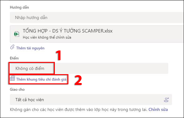 Thêm tiêu chí đánh giá trong form Thêm tiêu chí đánh giá trong form