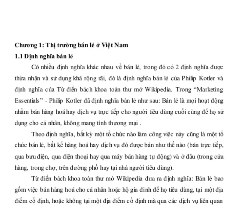 Lời mở đầu tiểu luận kinh tế vi mô về thị trường bán lẻ tại Việt Nam
