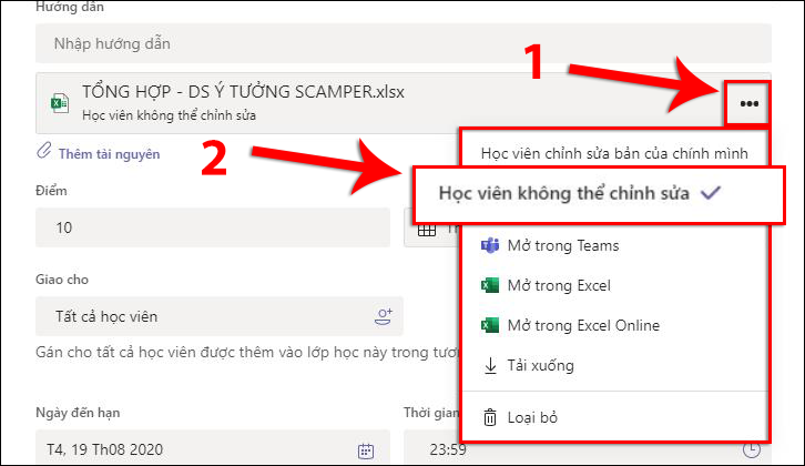 Tùy chỉnh form giao bài tập Tùy chỉnh form giao bài tập