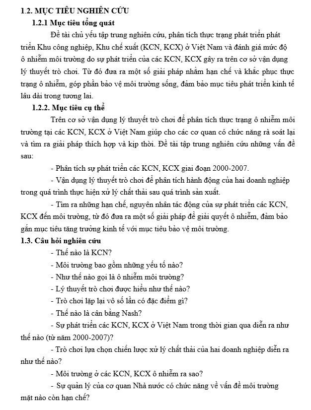 Lời mở đầu tiểu luận kinh tế vi mô về thực trạng ô nhiễm tại các khu công nghiệp