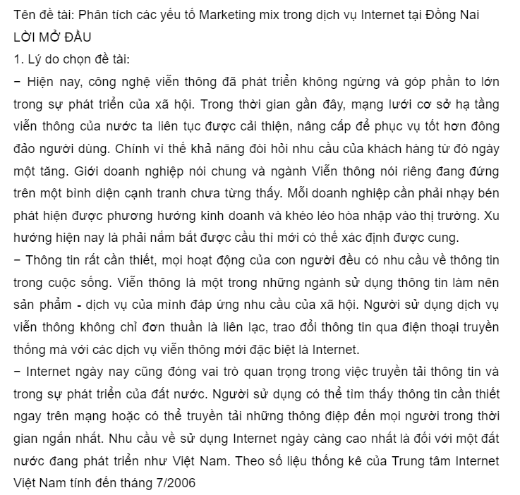 Phân tích các yếu tố Marketing mix 