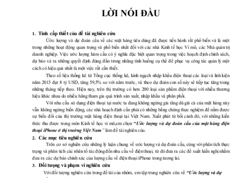 Tính cấp thiết của đề tài ước lượng nhu cầu của mặt hàng iphone tại thị trường Việt Nam