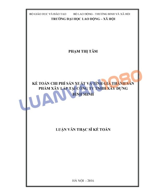 Bài luận về đề tài kế toán tại công ty xây dựng Bình Minh 