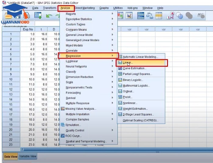 Bước 1 Analyze > Regression > Linear… Bước 1 Analyze > Regression > Linear…