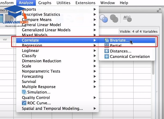Bước 1 Chạy tương quan SPSS