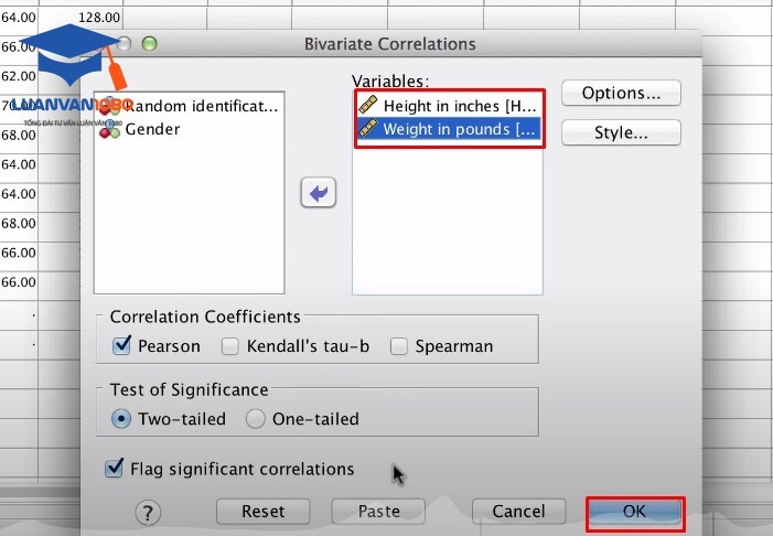 Bước 2: Chọn các biến