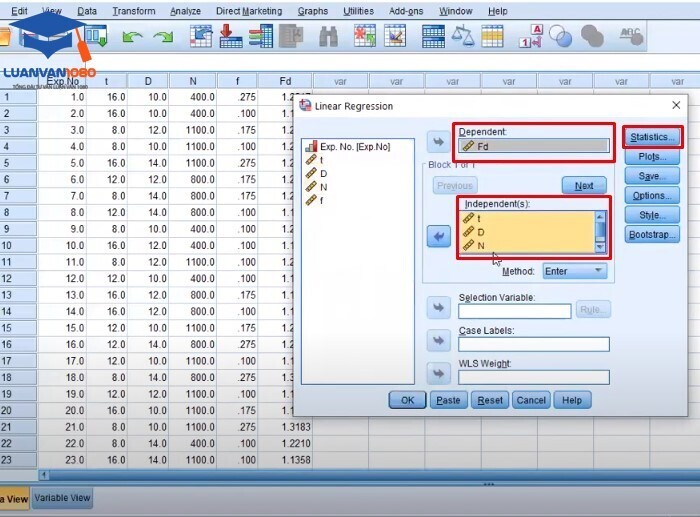 Bước 2. Chọn biến độc lập và biến phụ thuộc Bước 2. Chọn biến độc lập và biến phụ thuộc