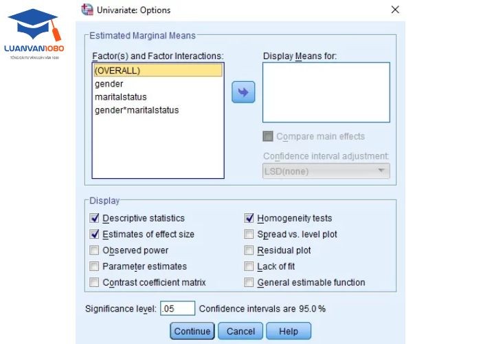 Ở phần Display tích vào ba ô