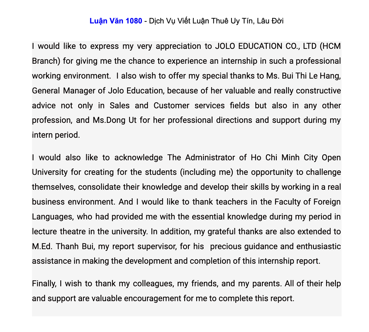 Mẫu acknowledgement hấp dẫn nhất Mẫu acknowledgement hấp dẫn nhất