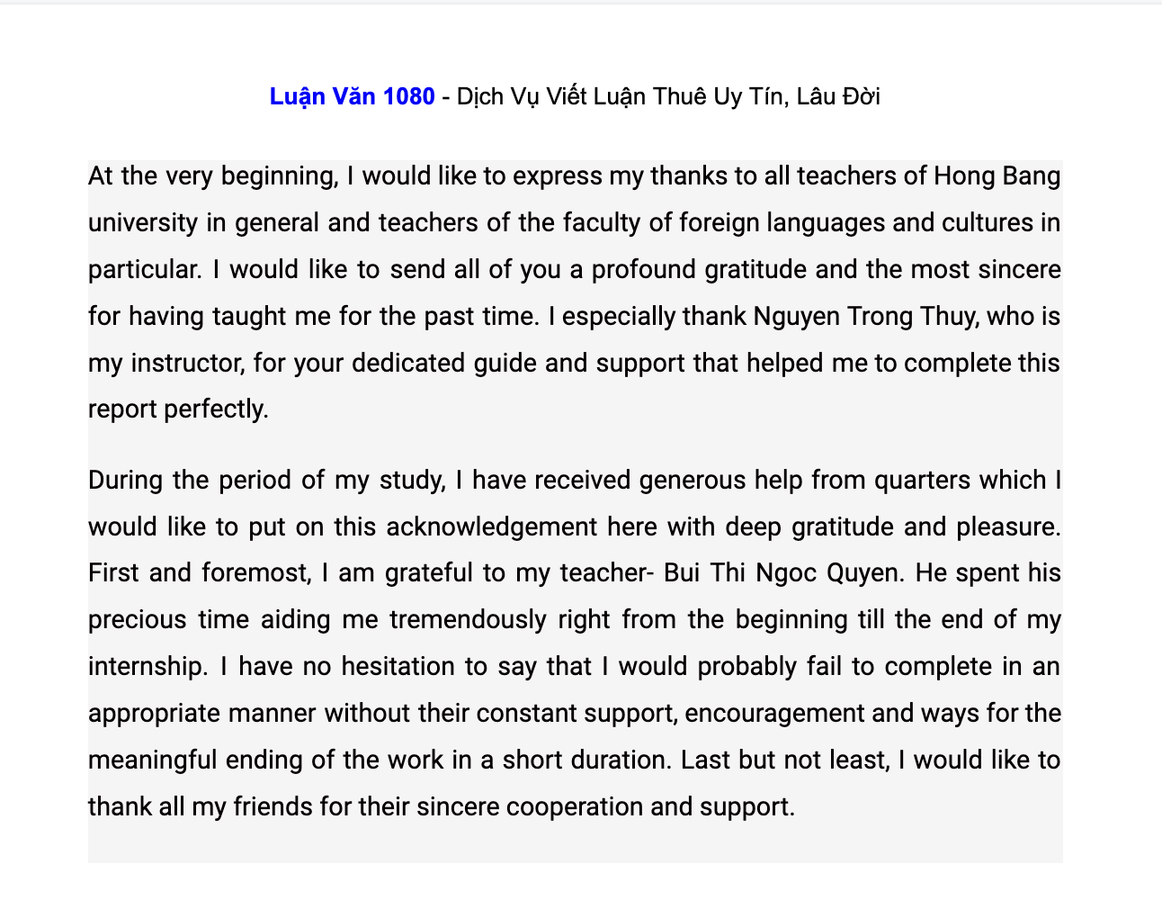 Mẫu lời tri ân đặc sắc Mẫu lời tri ân đặc sắc