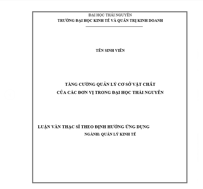Sáng kiến kinh nghiệm quản lý cơ sở vật chất dạy học tại Đại học Thái Nguyên