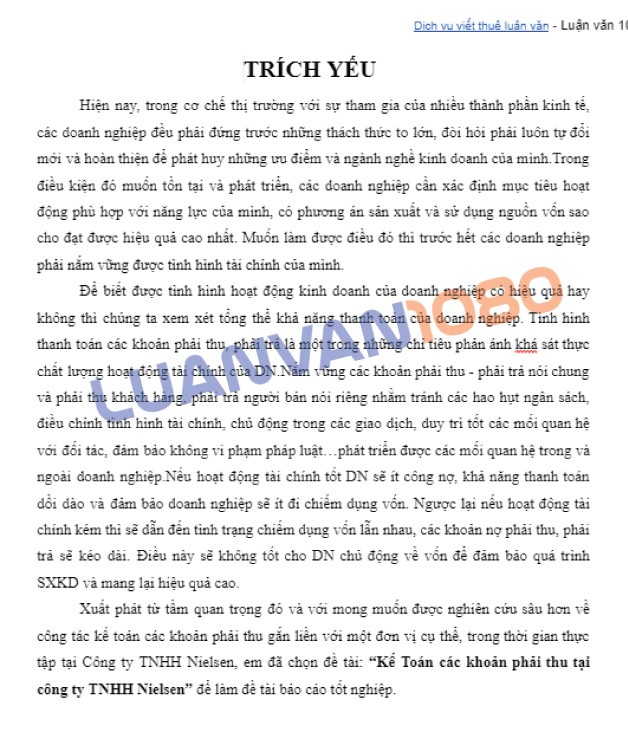 Kế Toán các khoản phải thu khó đòi tại công ty TNHH Nielsen