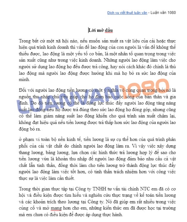 Lời mở đầu kế toán tại công ty tư vấn tài chính