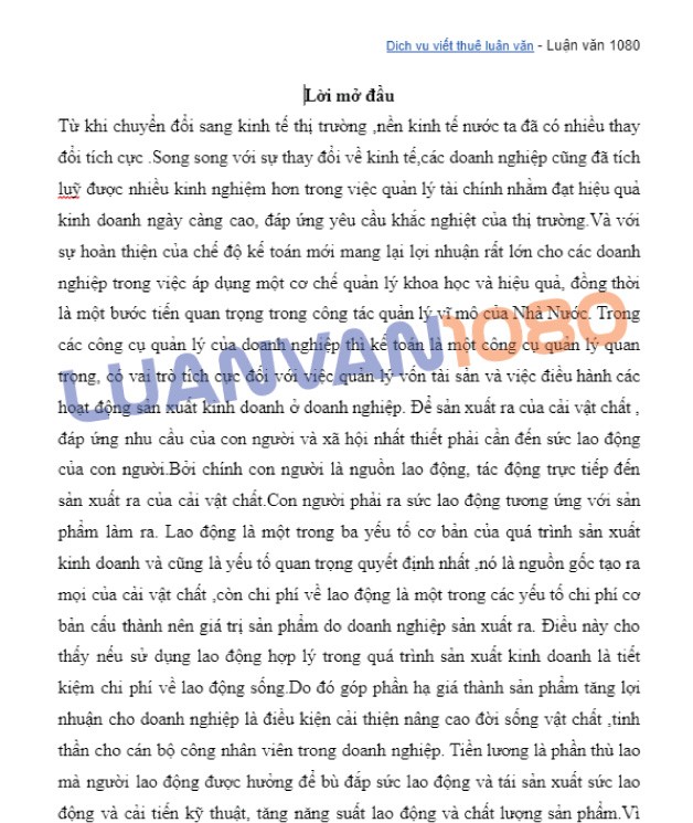 Lời mở đầu đề tài kế toán tiền lương tại Thanh Hóa