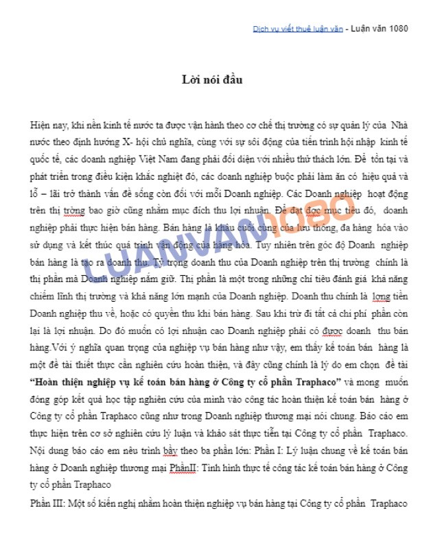 Luận văn kế toán bán hàng hóa tại công ty Traphaco