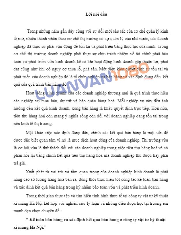Luận văn kế toán bán hàng tiêu thụ tại công ty xi măng Hà Nội