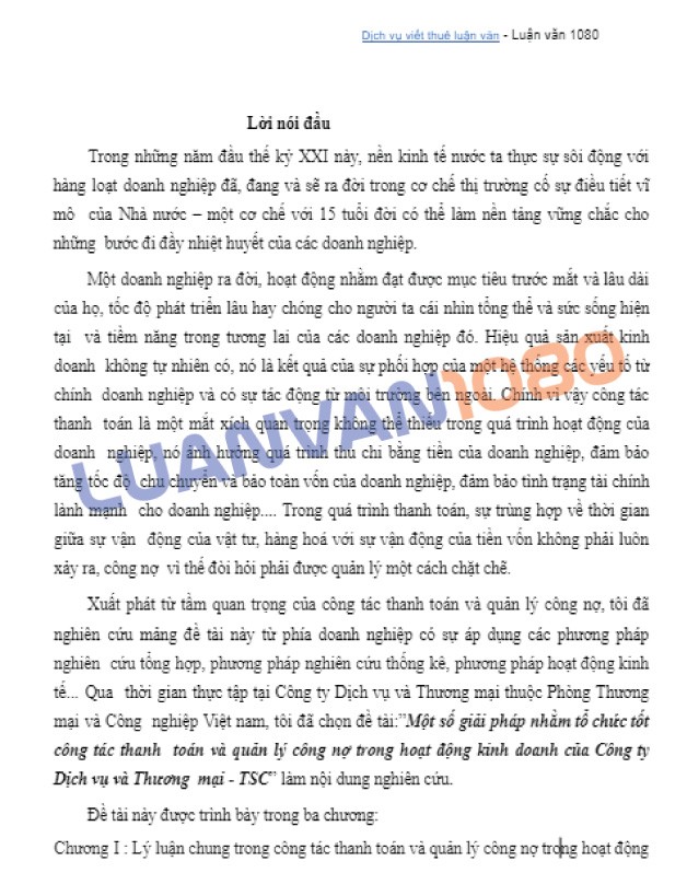 Luận văn kế toán công nợ dịch vụ và thương mại TSC