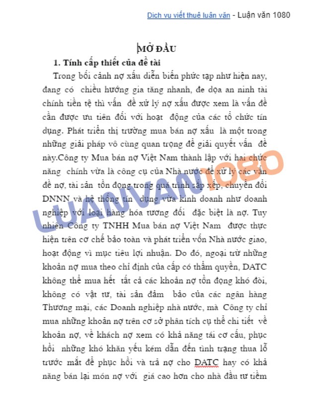 Luận văn kế toán công nợ tại công ty mua bán nợ Việt Nam