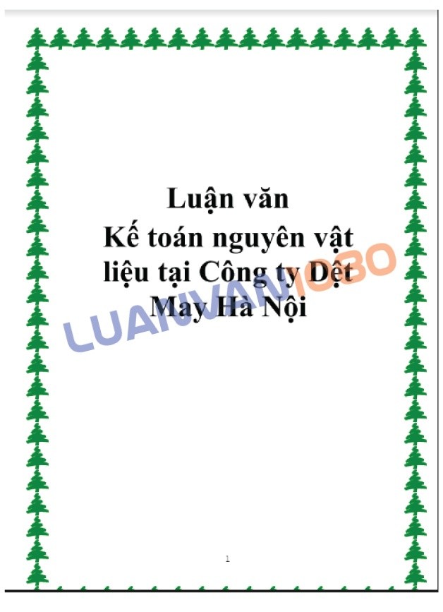Luận văn kế toán nguyên vật liệu 2022 tại công ty Dệt May Hà Nội