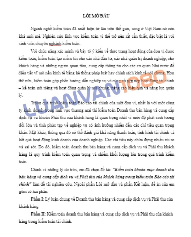 Luận văn kế toán phải thu khách hàng trong kiểm toán báo cáo tài chính